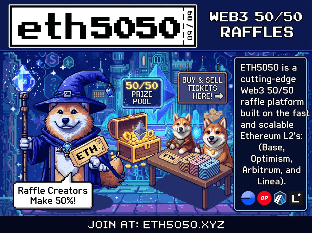 On-Chain 50/50 Raffle ETH5050 — fully blockchain verified raffles on Ethereum L2